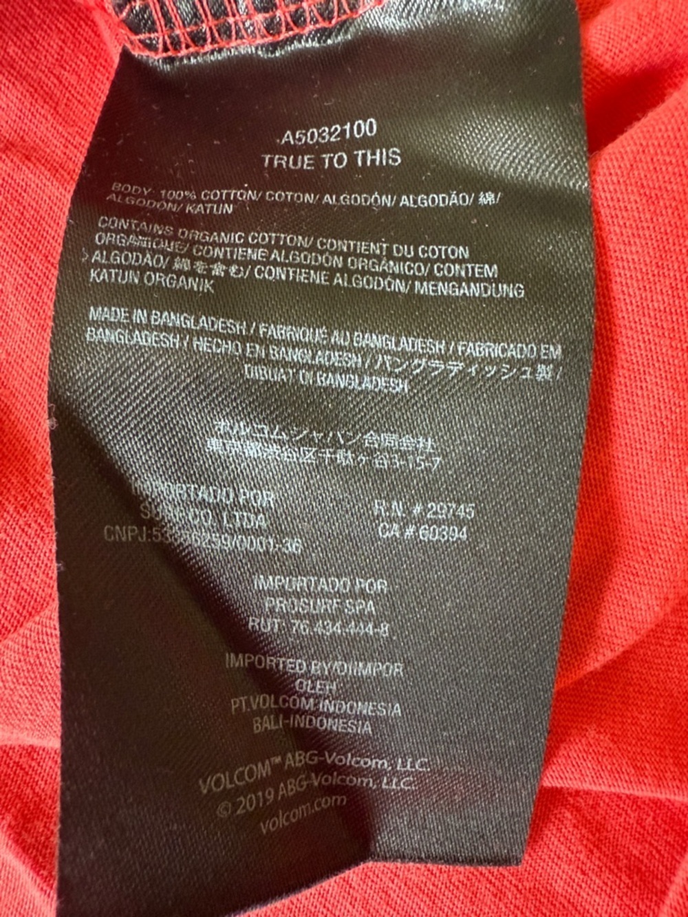 Volcom Red Crewneck T‑Shirt with Small Stone Logo - Picture 7 of 8